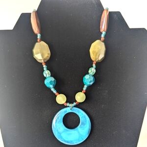 Body Central Blue and Beige Statement Necklace
